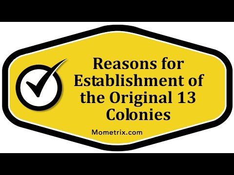 Reasons for Establishment of the Original 13 Colonies