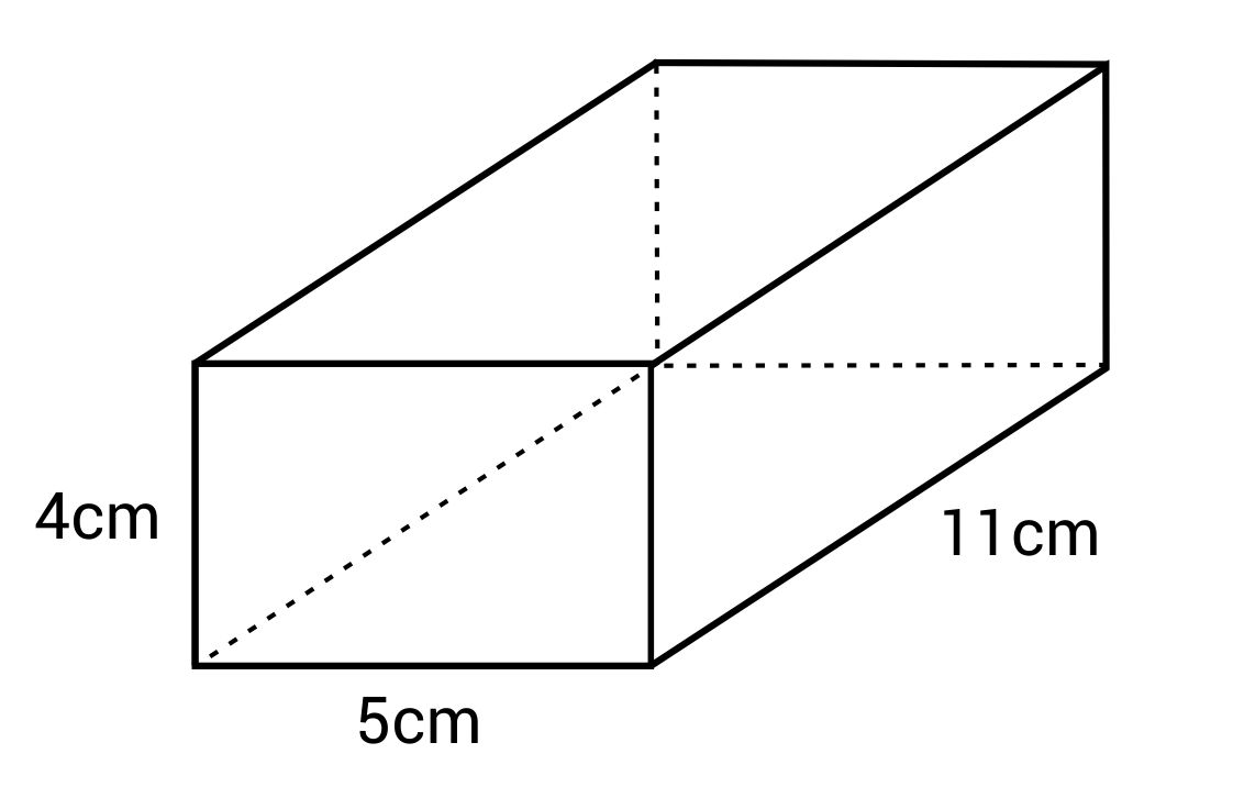 A 4cm by 5cm by 11cm rectangular prism