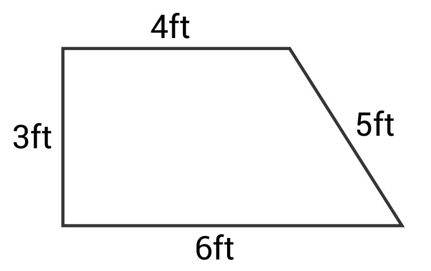 Trapezoid with side lengths 3ft, 4t, 5ft, and 6ft