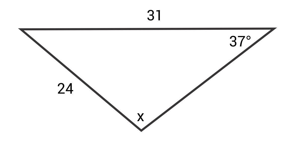 Triangle with 37 degree angle and side lengths of 31 and 24
