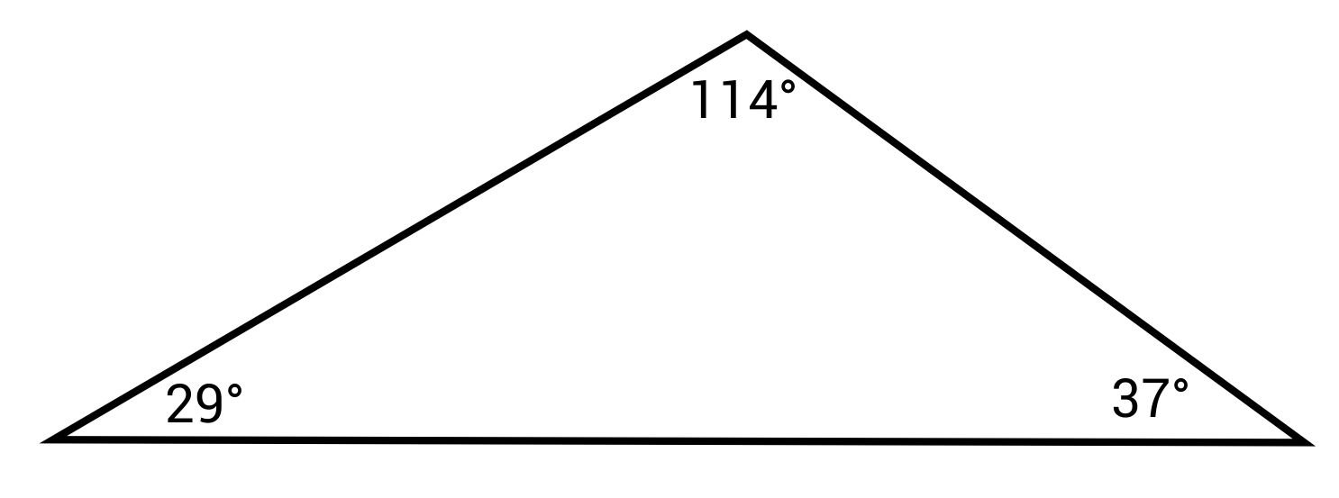 Triangle with angles 29, 114, and 37 degrees