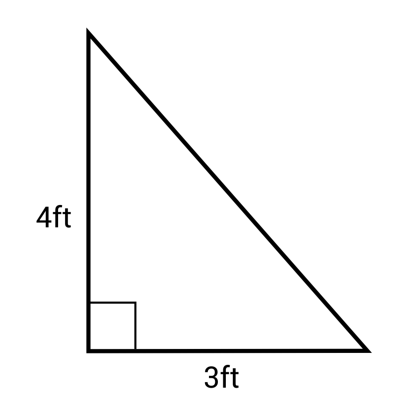 right triangle with side lengths 4 and 3ft