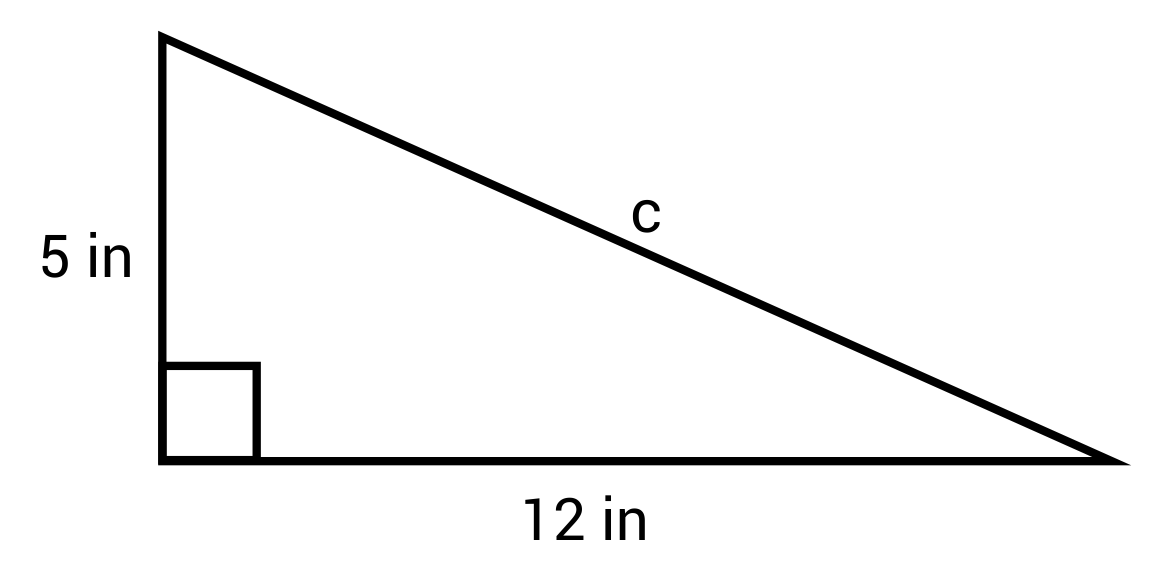 Right triangle with side lengths of 5 in and 12 in