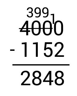 4000-1152=2848