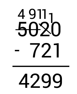 5020-721=4299