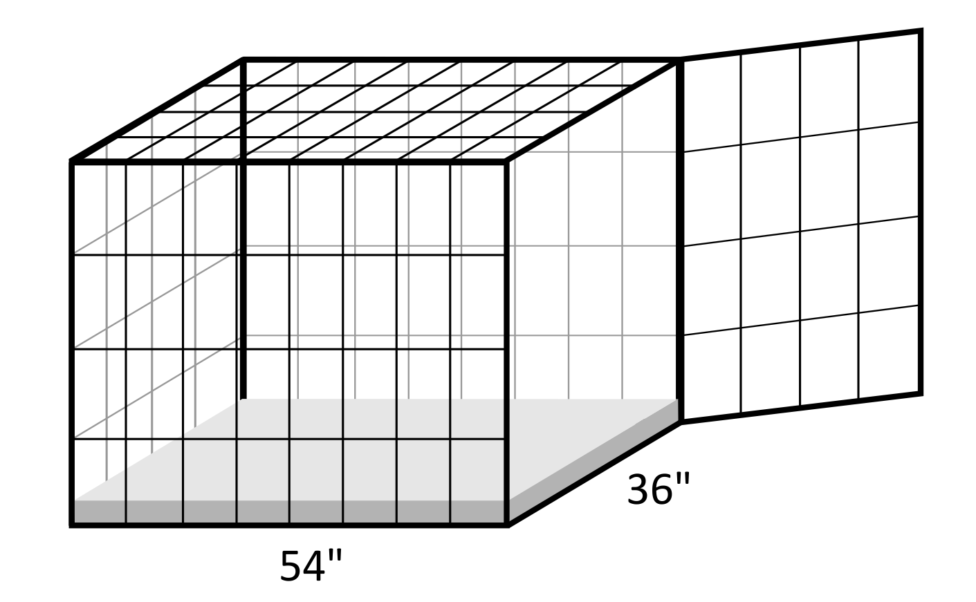 Image of a dog crate with a 54x36 in foam pad