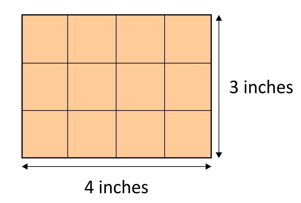 Rectangle with a lengh of 4 in and a width of 3 in