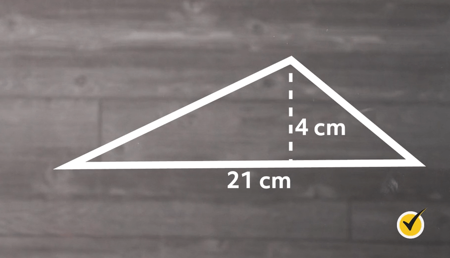 triangle with height of 4 cm and base of 21 cm