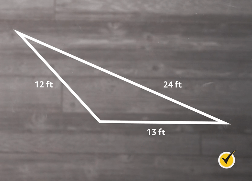triangle sides of 12 ft, 24 ft, and 13 ft