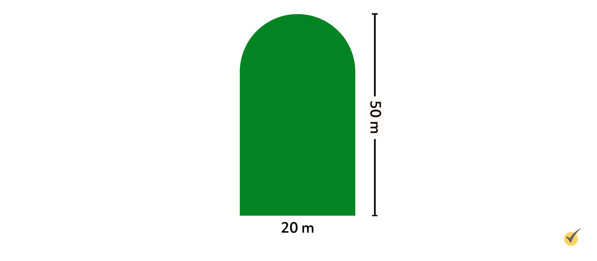 rectangle surface area of a semicircle