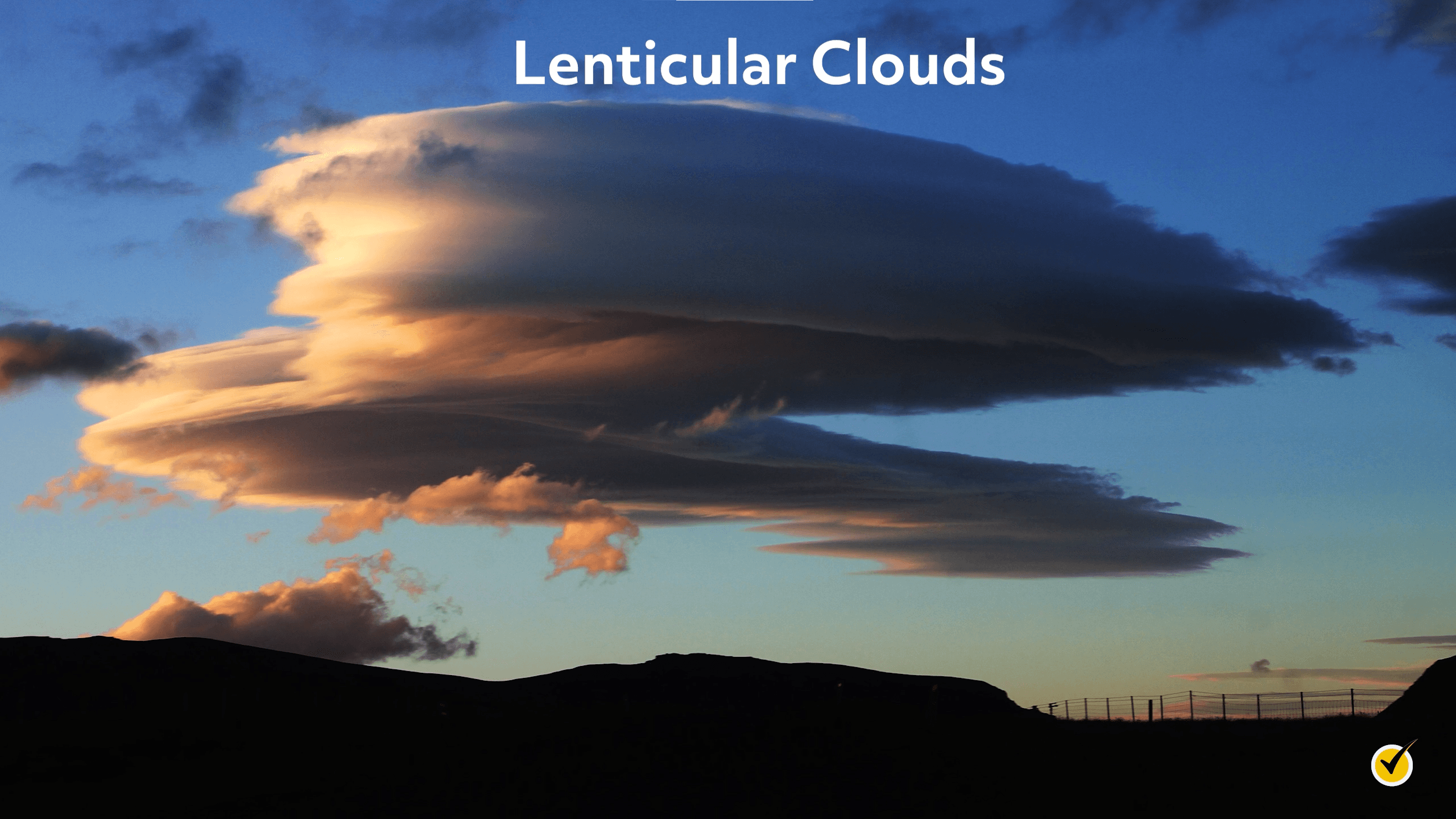 Image of Lenticular Clouds, they look a bit like flying saucers.