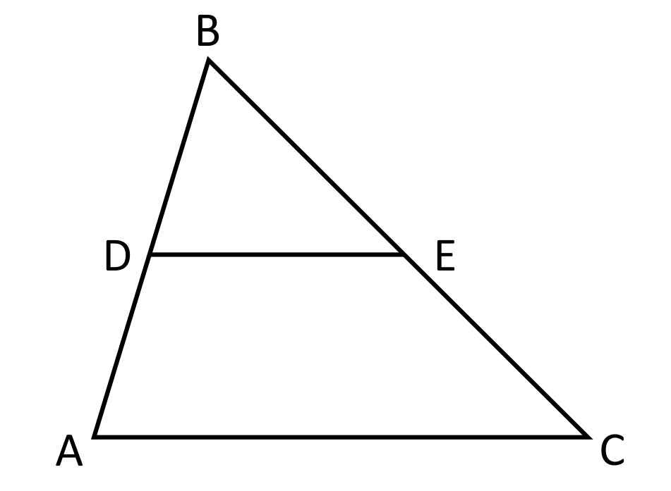 Triangle ABC with a horizontal line segment DE