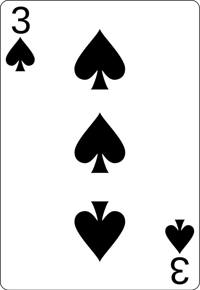 A 3 of Spades playing card