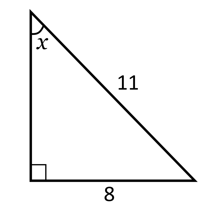 Right triangle with side lengths 11 and 8