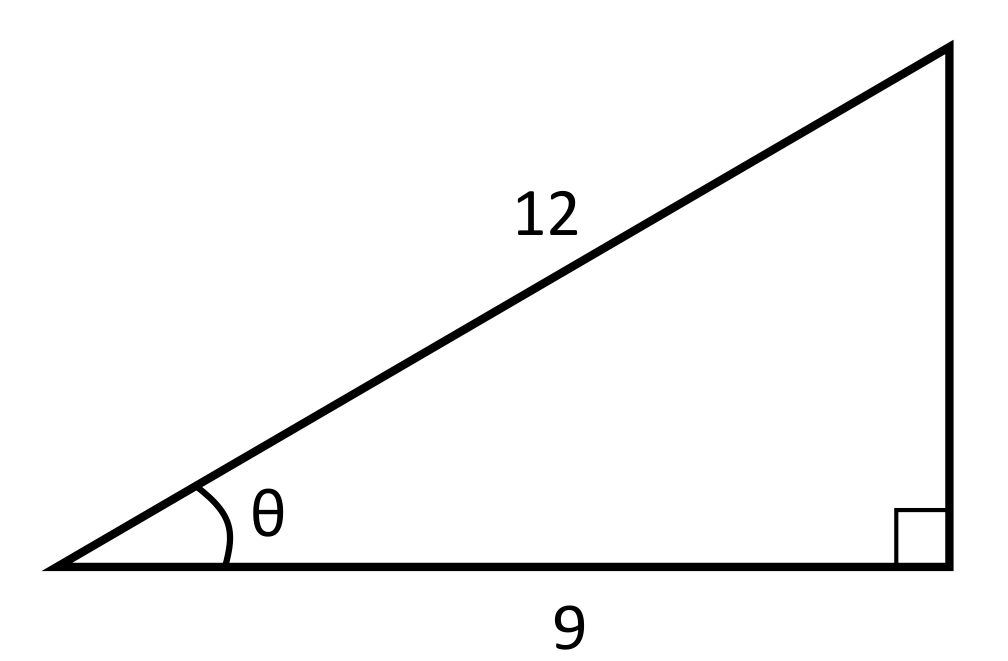 Right triangle with side lengths 12 and 9