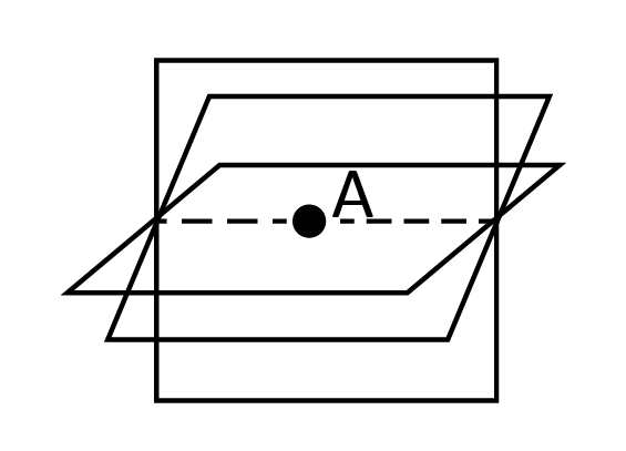 rectangles in 3 different directions with point A in the center