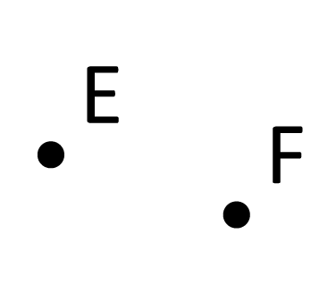point E on the left and point F on the right