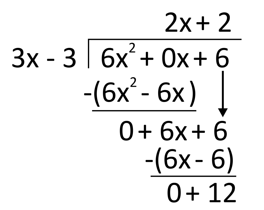 long division worked out for (6x^2+0x+6) by (x-3)