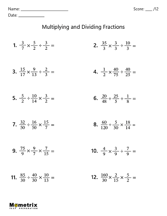 Multiply and Divide Fractions (Review Video, Practice & Worksheets)