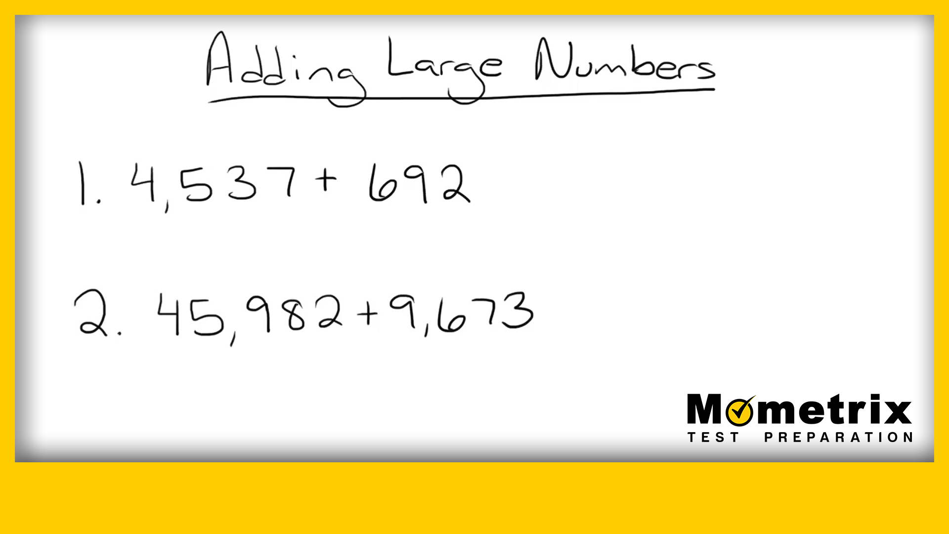 Adding Large Numbers Practice Question Video 