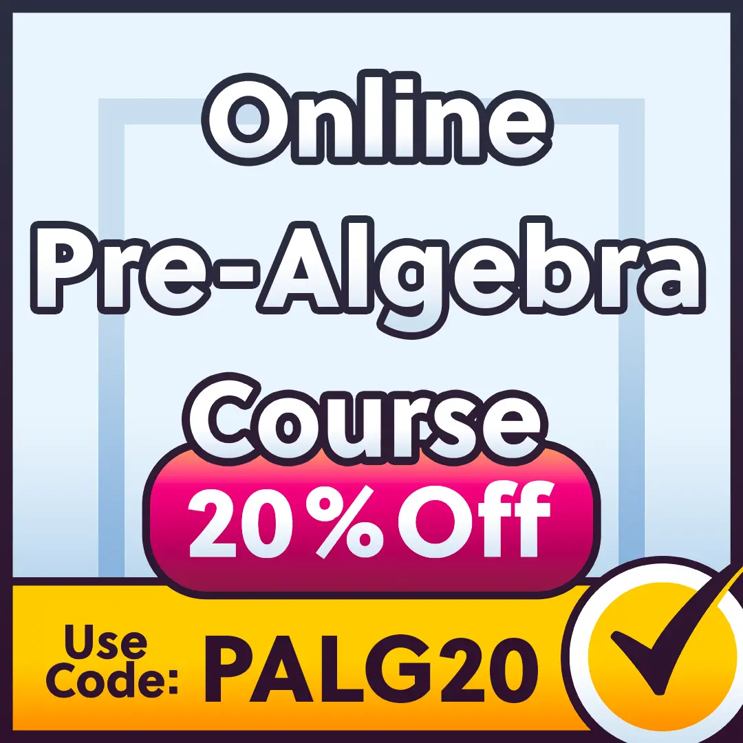 20% off coupon for the Pre-Algebra online course.