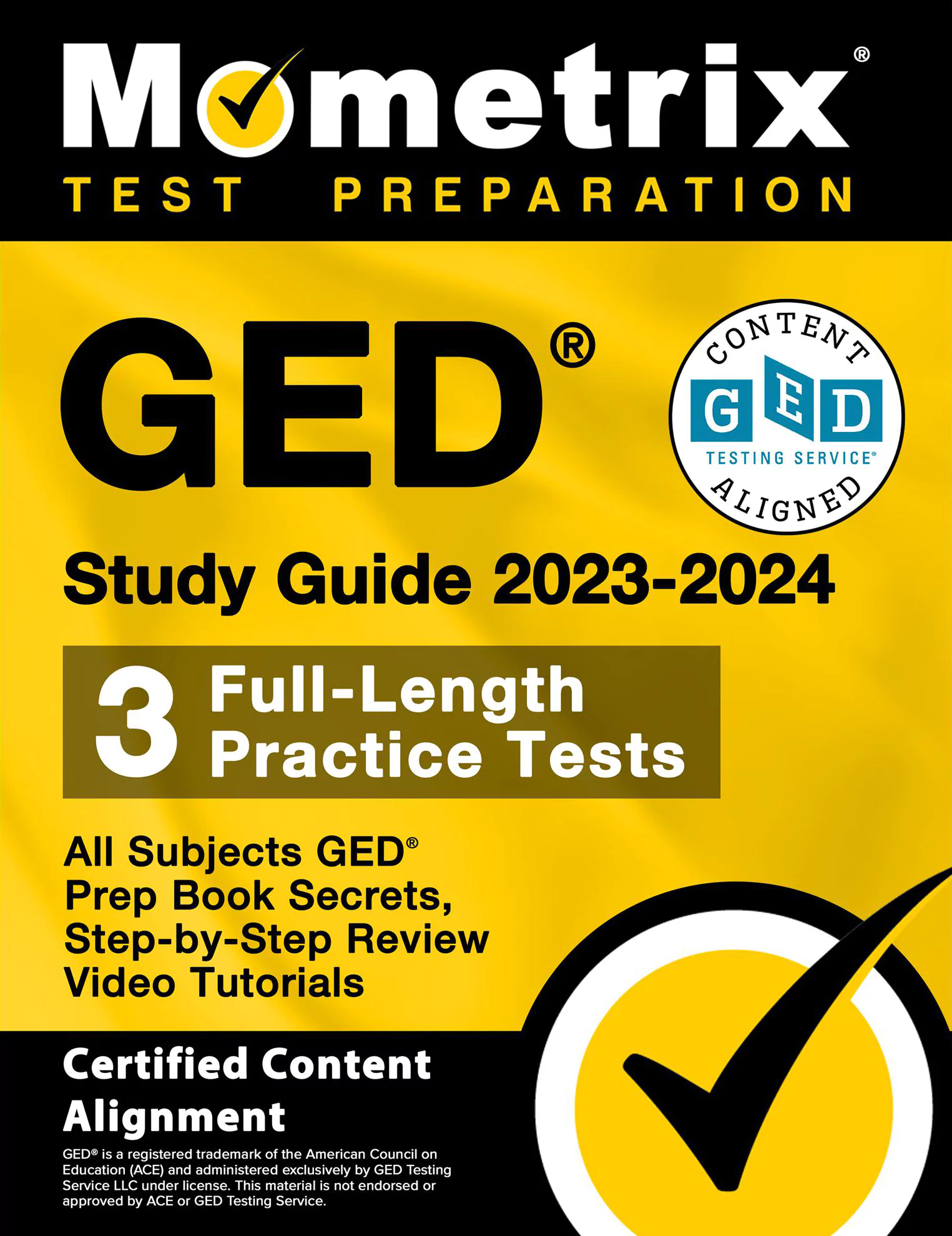 Advertisement from Mometrix for the GED 2023-2024 study guide.