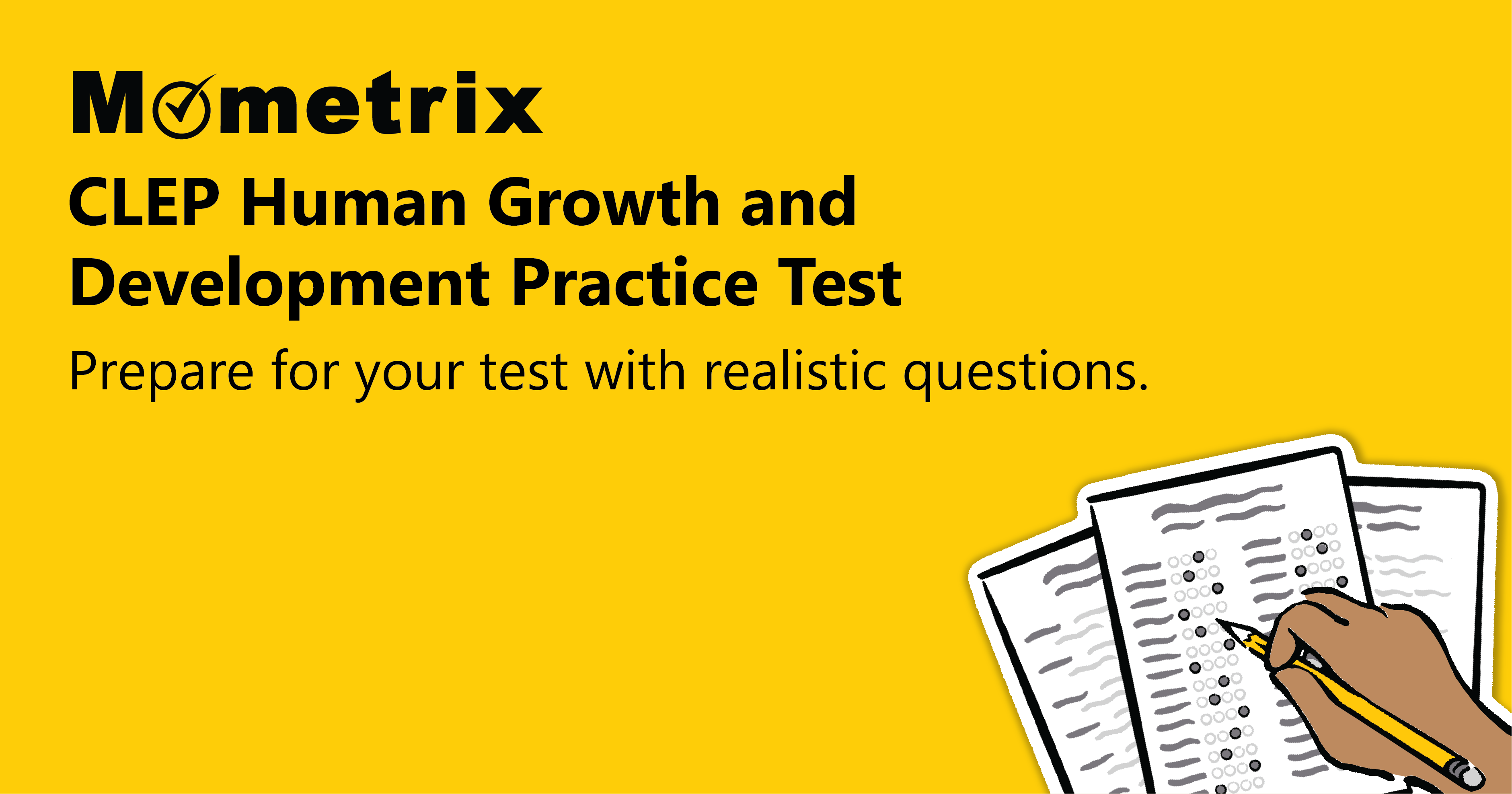 Cover image for Mometrix's CLEP Human Growth and Development Practice Test, featuring test preparation materials against a yellow background.