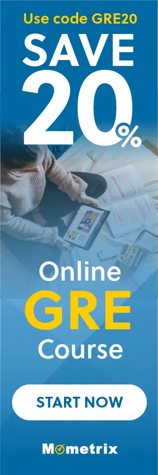 Save 20% on Mometrix GRE online course. Use code: SGRE20.