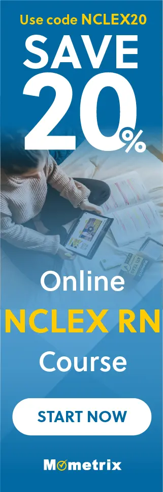 Save 20% on Mometrix NCLEX RN online course. Use code: SNCLEX20.