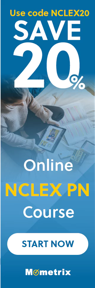 Save 20% on Mometrix NCLEX PN online course. Use code: SNCLEX20.