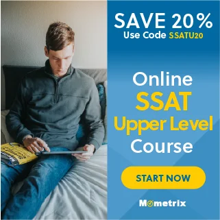 20% off coupon for the SSAT Upper Level online course.