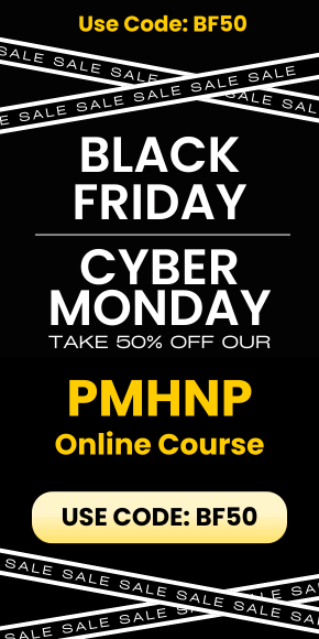 Advertisement for 20% off on the Mometrix University online PMHNP course. Use code PMHNP20