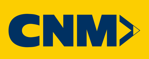 CNM logo with large blue letters "CNM" and a right-pointing arrow on a yellow background.