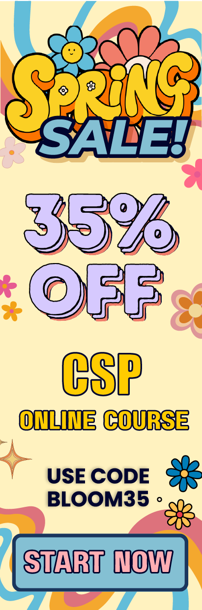 Click here for 35% off of Mometrix CSP online course. Use code: BLOOM35