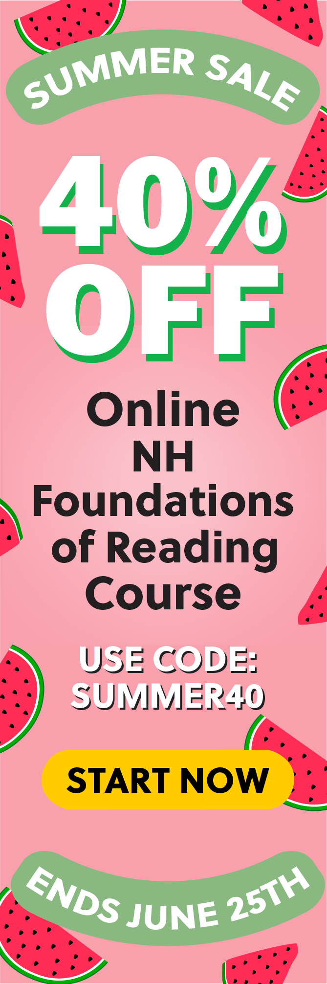 Click here for 40% off of Mometrix NH Foundations of Reading online course. Use code: SUMMER40