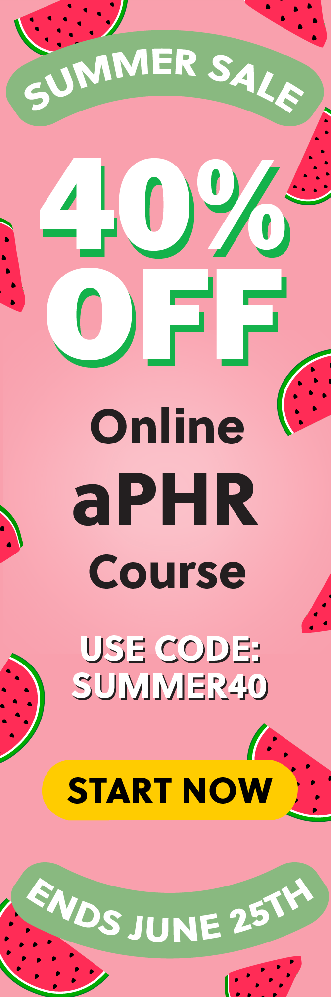 Click here for 40% off of Mometrix aPHR online course. Use code: SUMMER40