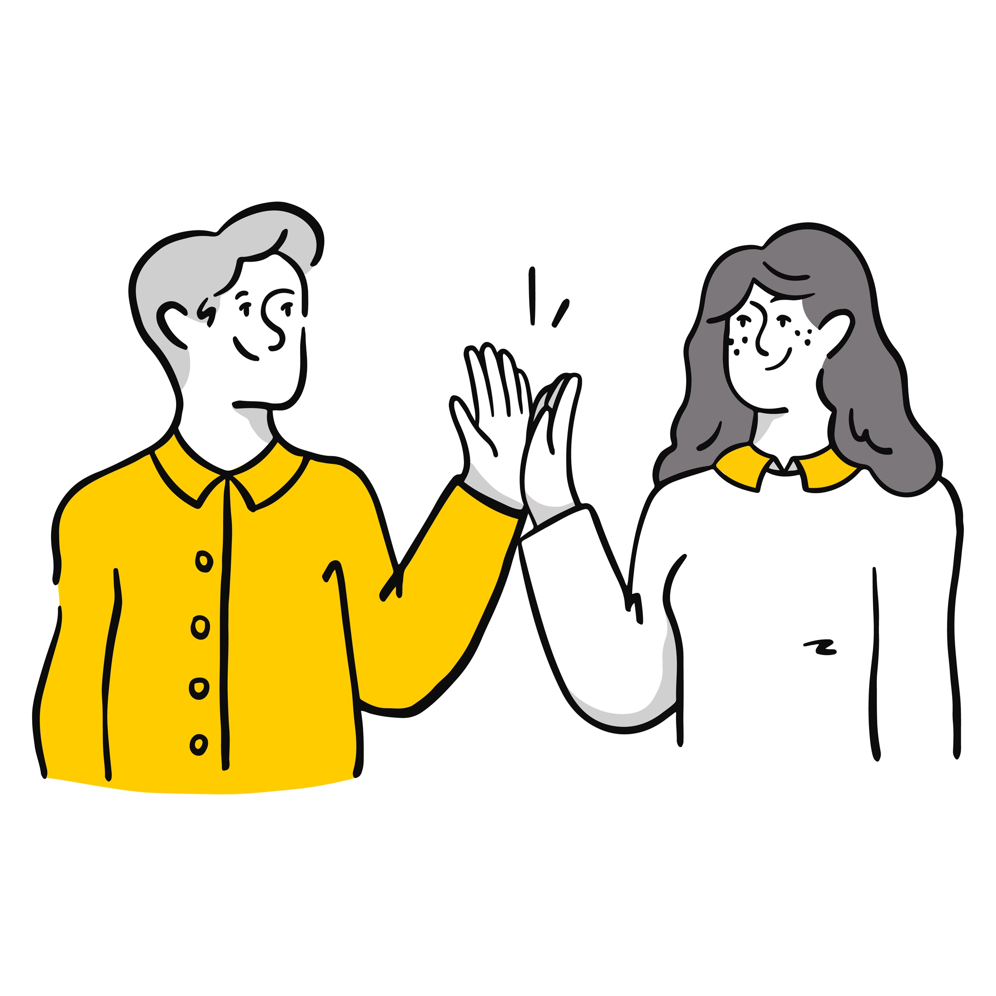 Two students high-fiving while studying together