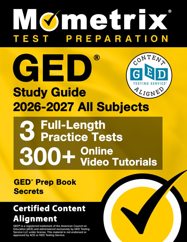 Advertisement from Mometrix for the GED 2026-2027 study guide.